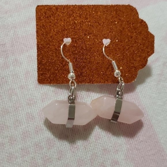 Nickel free rose quartz earrings. Nwt - Picture 1 of 1